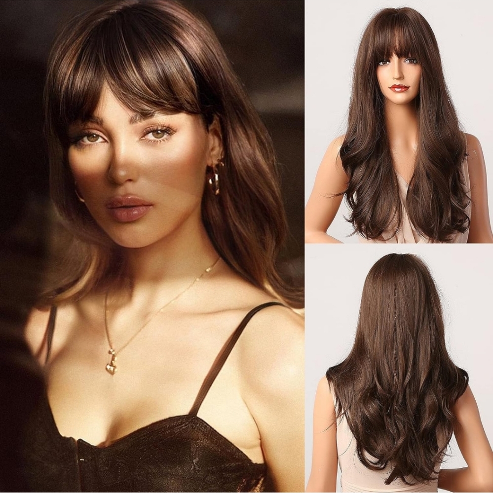 Dark Brown Wig with Bangs
